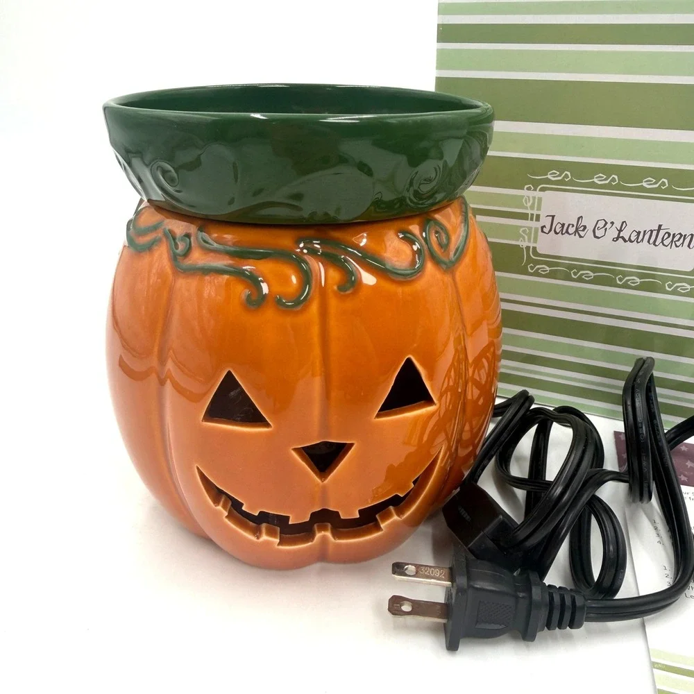 Scentsy Jack O' Lantern Full-Size Wax Warmer Orange Green 2010s Retired‎ Fall